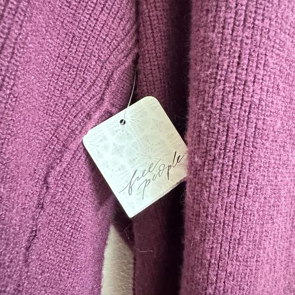 Free People Saffron Purple Pomegranate Open Back Sweater Women’s Large NWT - Picture 5 of 8